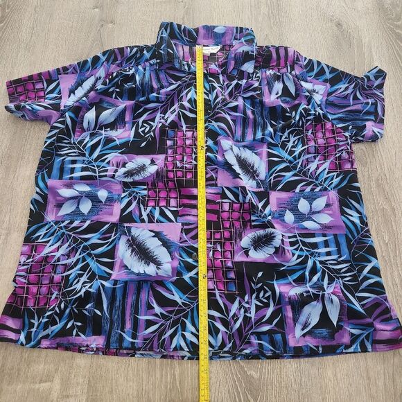 Vtg A Personal Touch Womens Short Sleeve Hawaiian Floral Button Up Shirt Sz 2XL - Picture 8 of 8